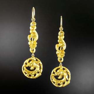 Art Nouveau 18K Griffin Dangle Earrings - 2