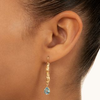 Art Nouveau Aquamarine Dangle Earrings