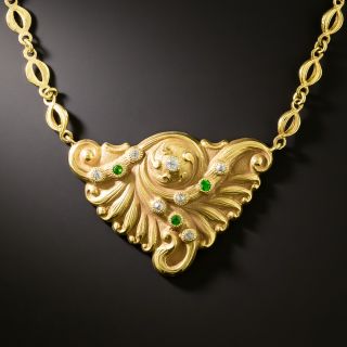 Art Nouveau Demantoid Garnet and Diamond Necklace by Shreve & Co. - 2