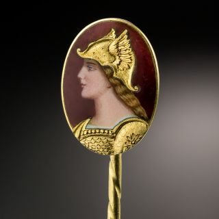 Art Nouveau Enamel Brunhilde Stickpin - 6