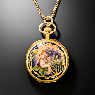 Art Nouveau Enamel Pendant/Watch - 2