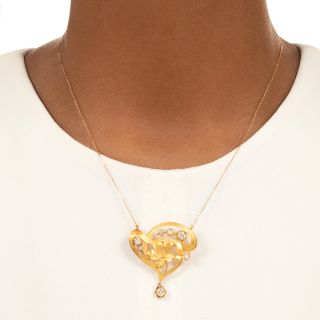 Art Nouveau Floral Diamond Necklace/Brooch