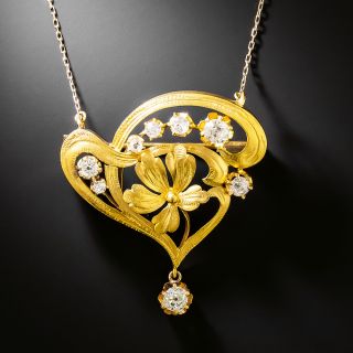 Art Nouveau Floral Diamond Necklace/Brooch - 2