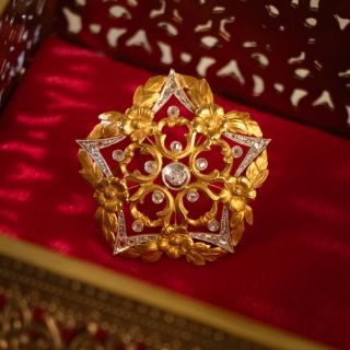 Art Nouveau Floral Star Brooch/Pendant, English