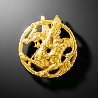 Art Nouveau Griffin 18K Brooch - 2