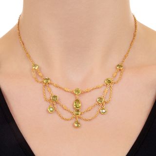 Art Nouveau Peridot Swag Necklace