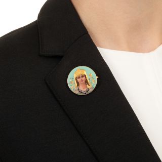 Art Nouveau Swiss Enamel Egyptian Revival Brooch