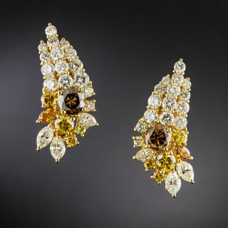 Autumnal Colored Diamond Cornucopia Earrings - 2