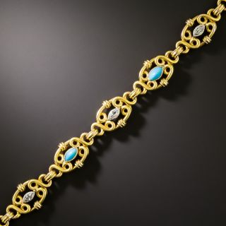 Belle Epoque Turquoise and Diamond Bracelet, French - 2