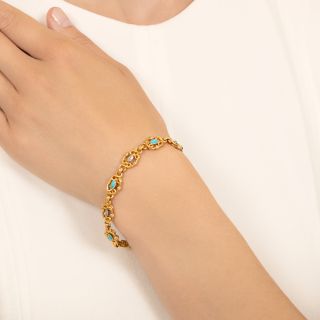 Belle Epoque Turquoise and Diamond Bracelet, French