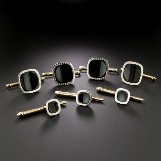 Cartier Art Deco Onyx Shirt Stud and Vest Button Set - 3
