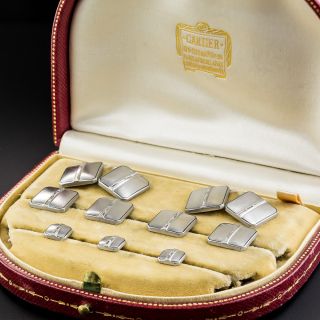 Cartier Art Deco Platinum Diamond Dress Set in Original Box