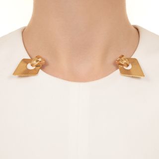 Cartier Retro Fluted Gold Arrowhead Dress Clips