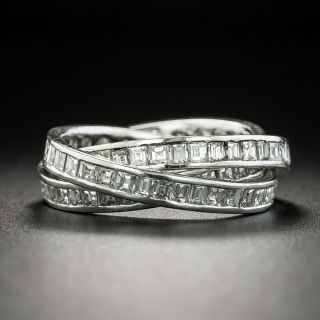 Diamond and Platinum Triple Rolling Ring, Size 5 1/2+ - 2
