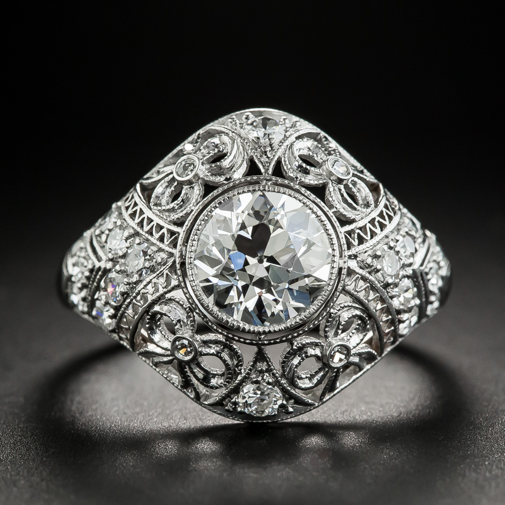 Edwardian 1.37 Carat Diamond Platinum Ring - GIA I VS1