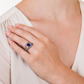 Edwardian 3.80 Carat Ceylon Sapphire Diamond Ring