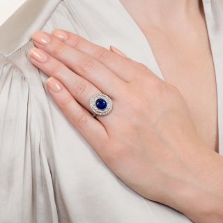 Edwardian 3.80 Carat No-Heat Burma Sapphire and Diamond Ring