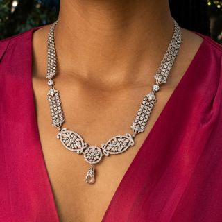 Edwardian 5.06 Carat Briolette Diamond Necklace - GIA E SI2