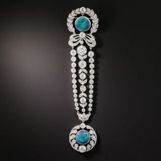 Edwardian Black Opal and Diamond Brooch - 3