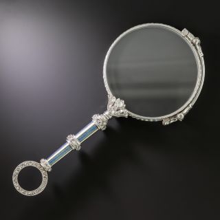 Edwardian Blue Enamel and Diamond Lorgnette - 2