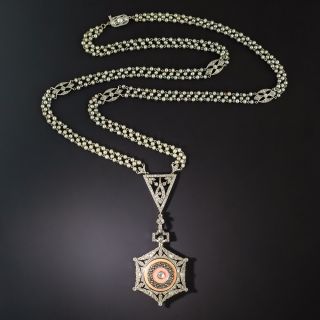 Edwardian Diamond and Pearl Boucheron Watch Necklace - 1