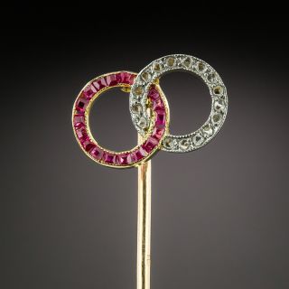 Edwardian Diamond and Ruby* Stickpin  - 3