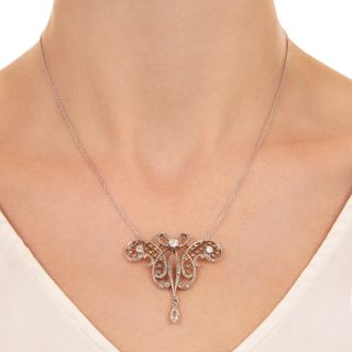 Edwardian Diamond Scroll Pendant/Brooch