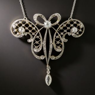 Edwardian Diamond Scroll Pendant/Brooch - 2