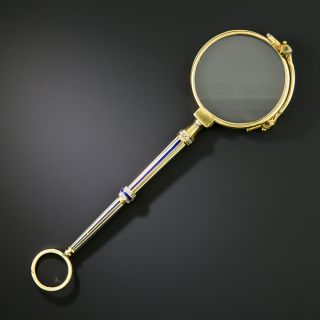 Edwardian Enamel and Diamond Lorgnette  - 3