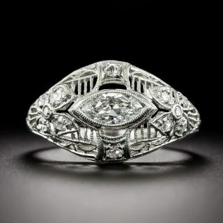 Edwardian Marquise Diamond Filigree Ring - 3