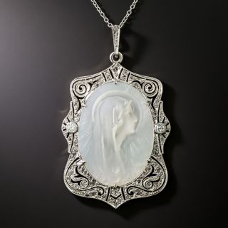 Edwardian Mother-of-Pearl and Diamond Madonna Pendant - 3
