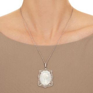 Edwardian Mother-of-Pearl and Diamond Madonna Pendant