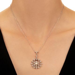 Edwardian Natural Pearl and Diamond Necklace