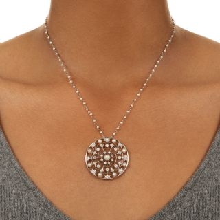 Edwardian Natural Pearl and Diamond Pendant by Black Starr & Frost
