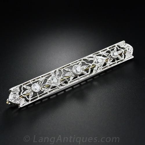 Edwardian Platinum and Diamond Bar Pin