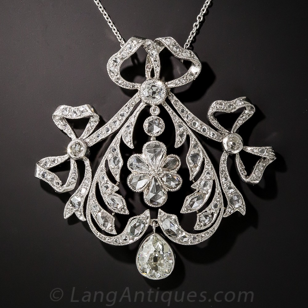Edwardian Diamond Pendant Necklace