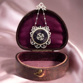 Edwardian Purple Enamel And Diamond Brooch Watch by T. B. Starr