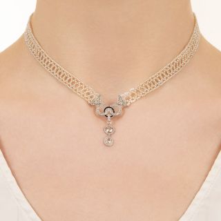 Edwardian Rose Cut Diamond and Natural Seed Pearl Choker