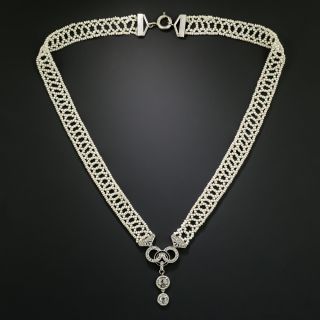 Edwardian Rose Cut Diamond and Natural Seed Pearl Choker - 2