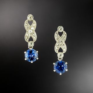Edwardian Sapphire and Diamond Earrings - 2