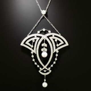 Edwardian-Style Diamond and Pearl  Necklace - 1