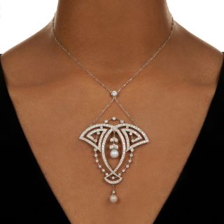 Edwardian-Style Diamond and Pearl  Necklace