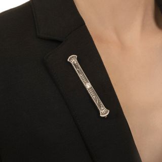 Egyptian Revival Diamond Bar Brooch