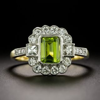 English Edwardian-Style Peridot and Diamond Ring - 3