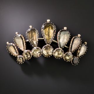 English Georgian Smoky Quartz Crown Brooch / Hair Ornament - 3