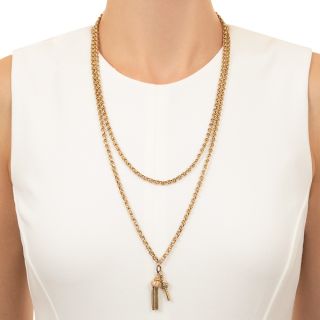 English Victorian 52-Inch Chain with Tassel and Key