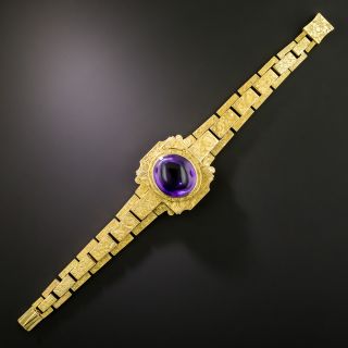 English Victorian Cabochon Amethyst Bracelet - 3