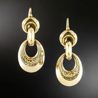 English Victorian Engraved Dangle Earrings - 2