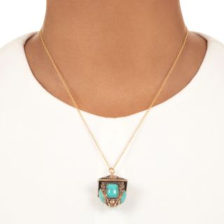 English Victorian Turquoise Lantern Pendant