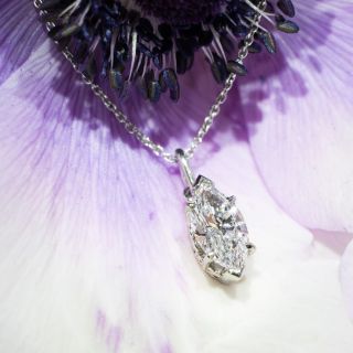 Estate 1.01 Carat Marquise Diamond Solitaire Pendant - GIA D I1  